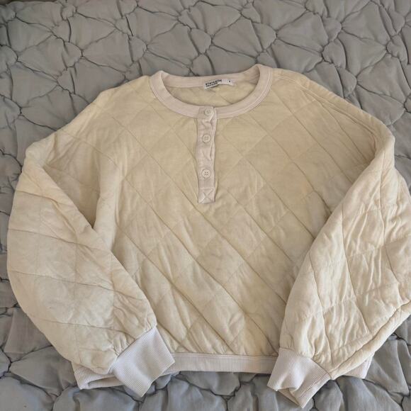 Stateside Quilted Cream Pullover - Extremely soft! 100% Cotton. Size S - Picture 1 of 4